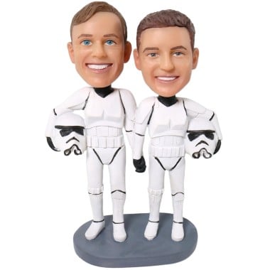 (image for) Custom Same-Sex Wedding Bobbleheads – Personalized Star Wars-Themed Groom Figurines, Perfect Cake Topper Item:52916