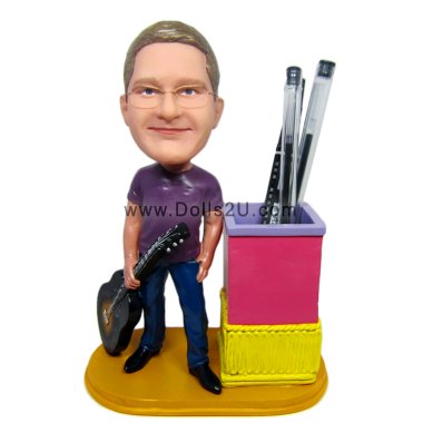 guitar player pen holder bobblehead gift