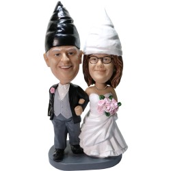 Personalized Funny Bride & Groom Wedding Gnome Bobbleheads From Your Pictures