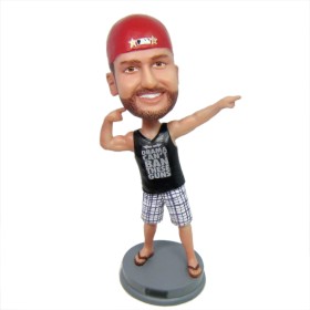(image for) Custom Bobblehead Funny Guy Making Victory Pose Wearing Tank Top With Your Logo