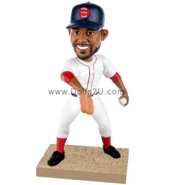  Personalized Male Left Handed Baseball Pitcher Bobblehead Item:052743