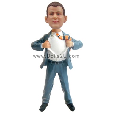  Superhero Businessman Bobblehead - Your Logo On The Chest