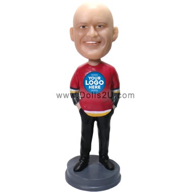  Custom Male Hockey Fans In Any Team Hockey Jersey Bobblehead Item:27470