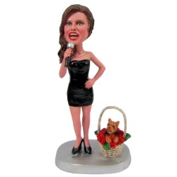 Custom Bobblehead Female Singer With Pet