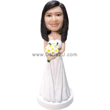  Custom Bride Holding Flowers Bobblehead Item:226174