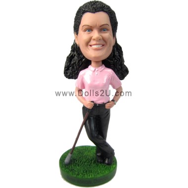 (image for) Custom Female Golfer Bobblehead Golf Player Gift