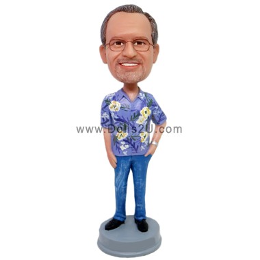  Custom Male In Hawaiian Shirt Bobblehead Item:13583