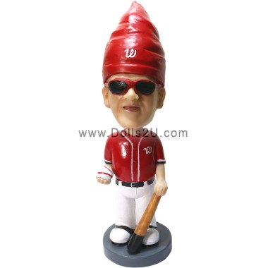 Custom Funny Gnome Baseball Bobblehead from Your Photo With Any Uniform