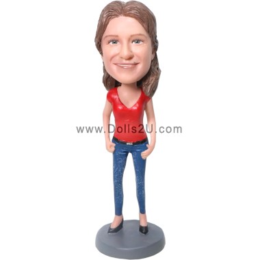 (image for) Custom Female Bobblehead With One Hand On The Hip