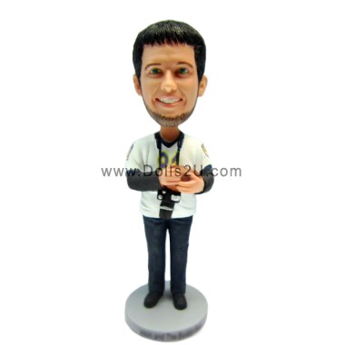 Custom Bobblehea Football Fans Holding A Ball