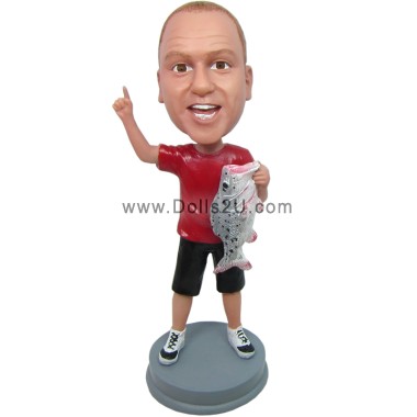  Custom Fishing Man With Big Fish Bobblehead Item:13792