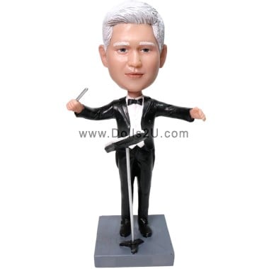 (image for) Custom Professional Musicians Bobbleheads Male Music Conductor In A Black Tuxedo Custom Figure Bobblehead