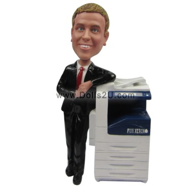 (image for) customs bobbleheads businessman with printer boss's day gift
