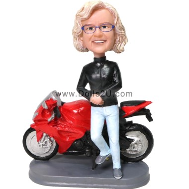 (image for) Custom Female Motorbike Rider Bobblehead Gift