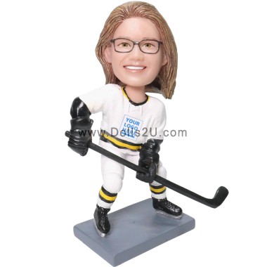 (image for) Custom Female Ice Hockey Player Bobblehead Gift For Hockey Fans Any Jersey And Any Logo