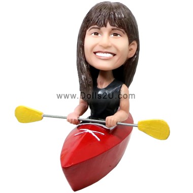  Custom Female Kayak Athlete Kayaking Bobblehead Item:21460