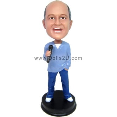 (image for) Custom Male Singer Bobblehead With Microphone