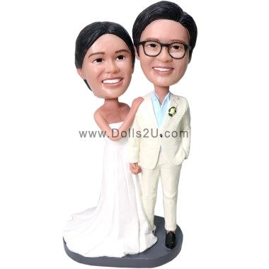 (image for) Custom Wedding Anniversary Bobbleheads Gift For Bride And Groom