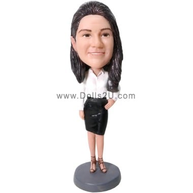 (image for) Custom Office Lady Wearing Blouse And Skirt Bobblehead