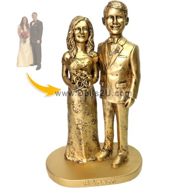 (image for) Custom Bronze Couple Statue From Your Photos - Personalized Bronze Sculpture Couple Lovers Anniversary Gift Bobblehead