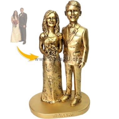  Custom Bronze Couple Statue From Your Photos - Personalized Bronze Sculpture Couple Lovers Anniversary Gift Bobblehead Item:44926