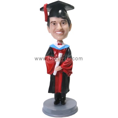 (image for) Custom Male Graduate In Graduation Gown With A Diploma Bobblehead