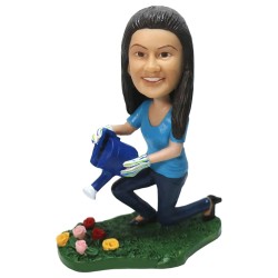 Custom Bobblehead Female Watering Flowers