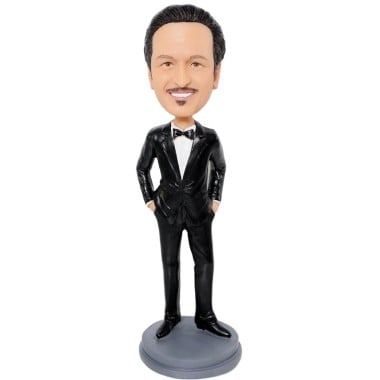 (image for) Custom Bobbleheads Groomsmen Wearing Suit And Bowtie