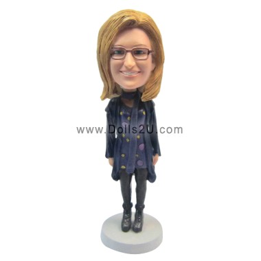 (image for) Personalized Bobblehead Female In Trendy Attire With Boots And Scarf