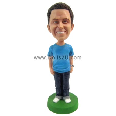  Custom Man In T-shirt And Jeans Bobblehead Item:13585