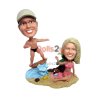 Custom Couple Bobbleheads Surfing