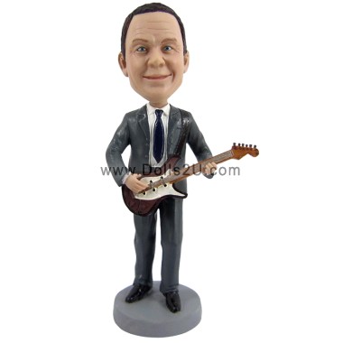 Custom Bobblehead Handsome Guitar Player wearing Suit