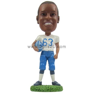  Custom Male Football Player Holding A Helmet Bobblehead Item:13800