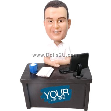 Male Boss in Polo Shirt Personalized Bobblehead Gift