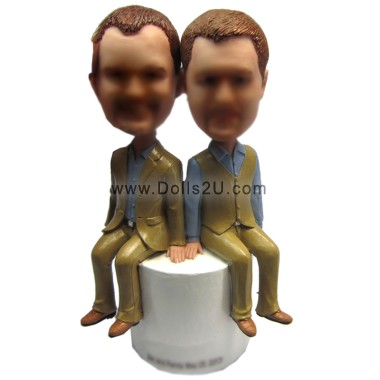 Custom Gay Bobbleheads Wedding Cake Toppers