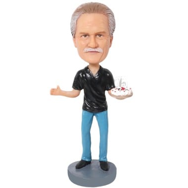 (image for) Custom Bobblehead Male With Birthday Cake