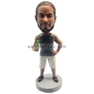 (image for) Custom Male In Tank Top With Beer Bobblehead