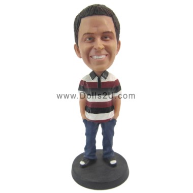 (image for) Custom Casual Male In Polo Shirt With Hands In Pockets Bobblehead