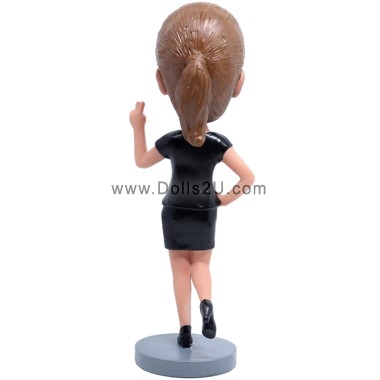  Custom Bobblehead Girl Holding Hands With Two Fingers Raised