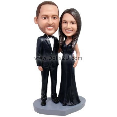 Custom Couple Bobbleheads In Suit And Evening Dress