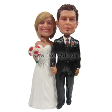 Wedding Couple Bobbleheads Cake Topper