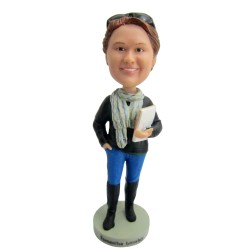 Custom Bobblehead Casual Female Holding Books