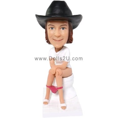  Custom Bobbleheads Female On Toilet Bobblehead Gift For Girlfriend Item:13994