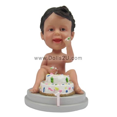  Custom Bobblehead Baby With Birthday Cake Baby's First Birthday Item:13529