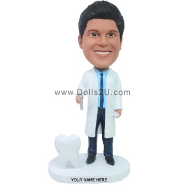 (image for) Personalized Dentist Gift - Custom Bobblehead Male Dentist Holding Dental Drill