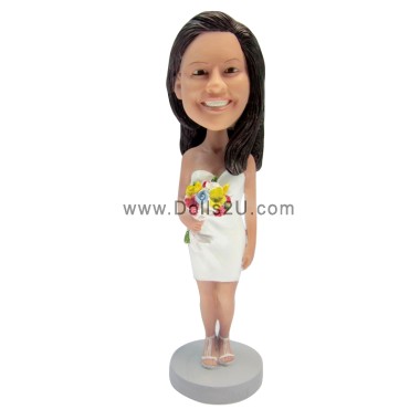 Mother’s Day Gifts Custom Female Bobblehead Holding Flowers