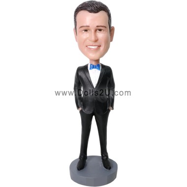  Custom Bobbleheads Groomsman With Tuxedo And Bow Tie Item:12987