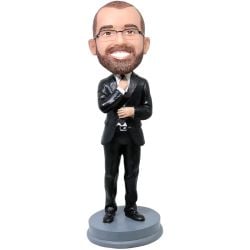 custom bobblehead businessman holding tie