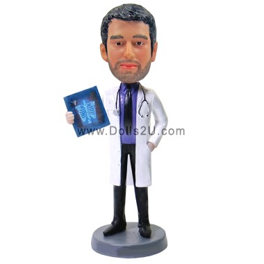 (image for) Personalized Male Doctor Holding CT Picture Bobblehead