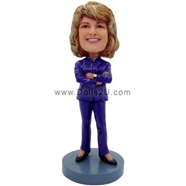  Custom Office Lady In Business Attire - Premium Figure Bobblehead Item:54315